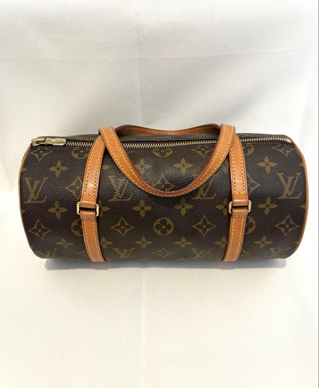 Louis Vuitton Papillon 26 Handbag Monogram Canvas Leather Brown