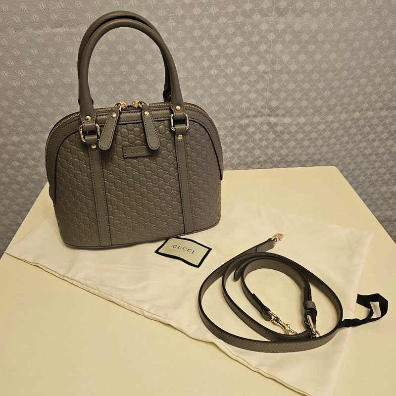 Gucci Microguccisima 2-Way Handbag Shoulder Bag Leather Gray