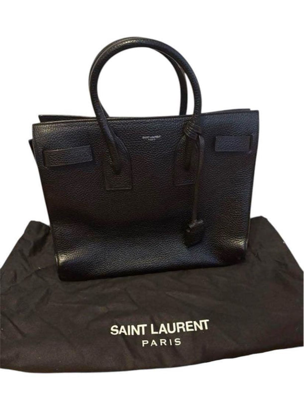 Black Leather Handbag Tote Shoulder Bag