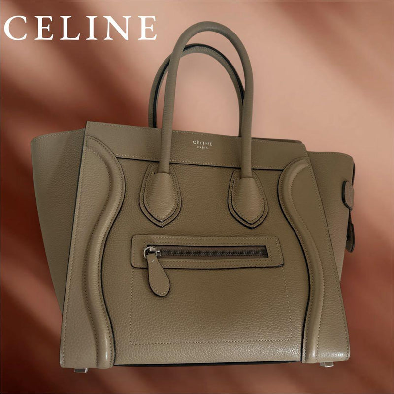 Celine Handbag Shoulder Bag Leather Gray