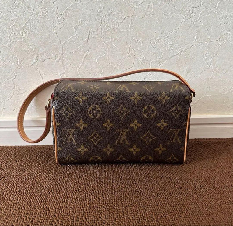 Louis Vuitton Recital Handbag Monogram Canvas Brown Leather Shoulder Bag