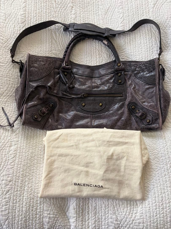 Balenciaga City Part-time Shoulder Bag Leather Navy With Shoulder Strap