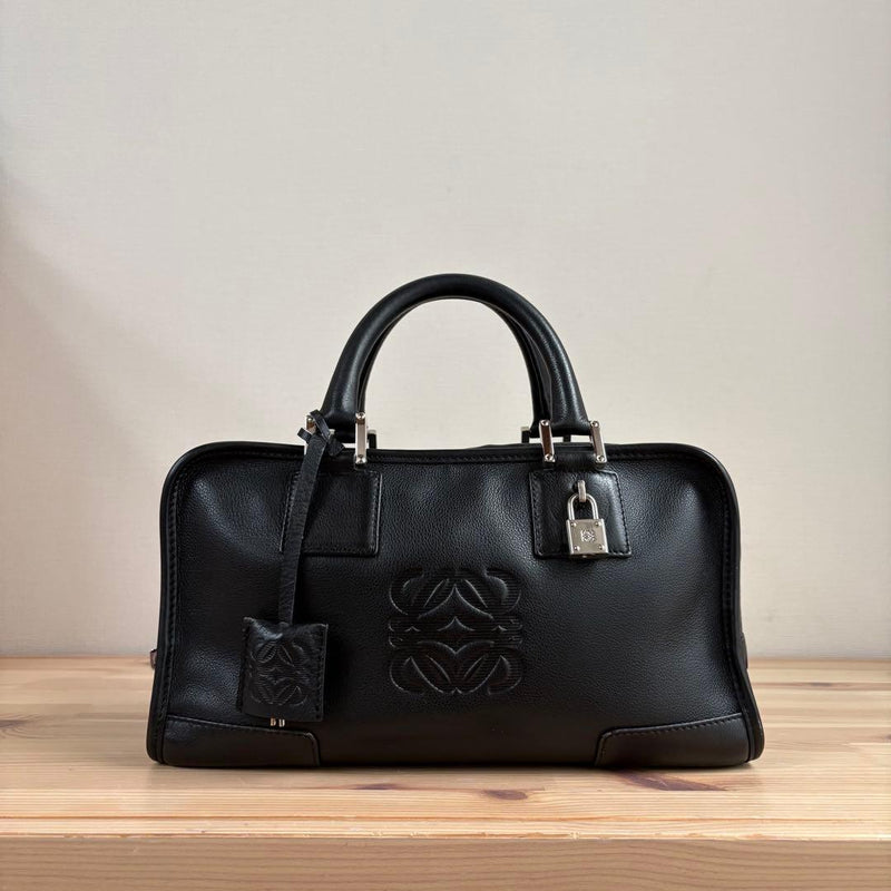 Loewe Amazona 28 Handbag Black Leather Silver Hardware