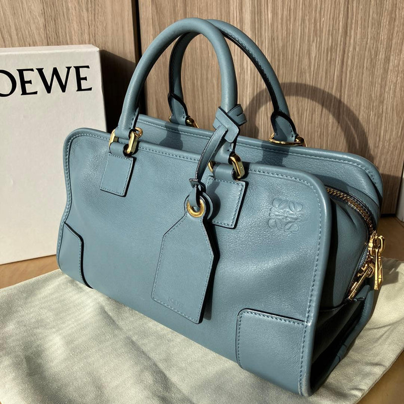 Loewe Amazona 28 Handbag Shoulder Bag Calf Leather Stone Blue Gold Hardware