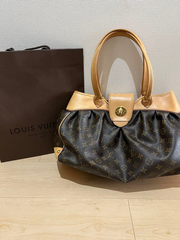 Louis Vuitton Monogram Boetie Pm M45715 Handbag Canvas Leather Dark Brown Beige