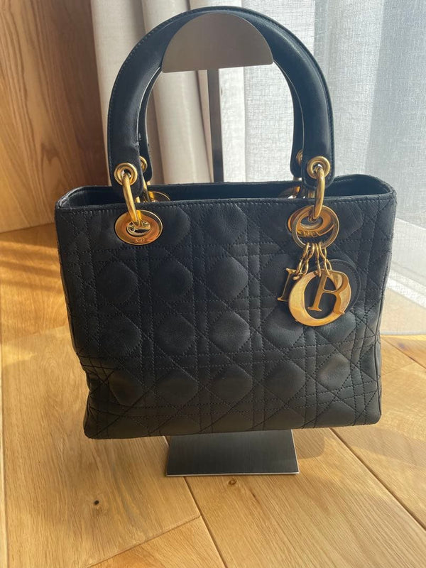 Dior Handbag Black Leather Gold Hardware