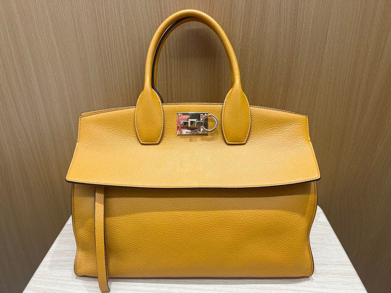 Salvatore Ferragamo Studio Bag Small FZ-21 1772 H159 2 Way Handbag Yellow