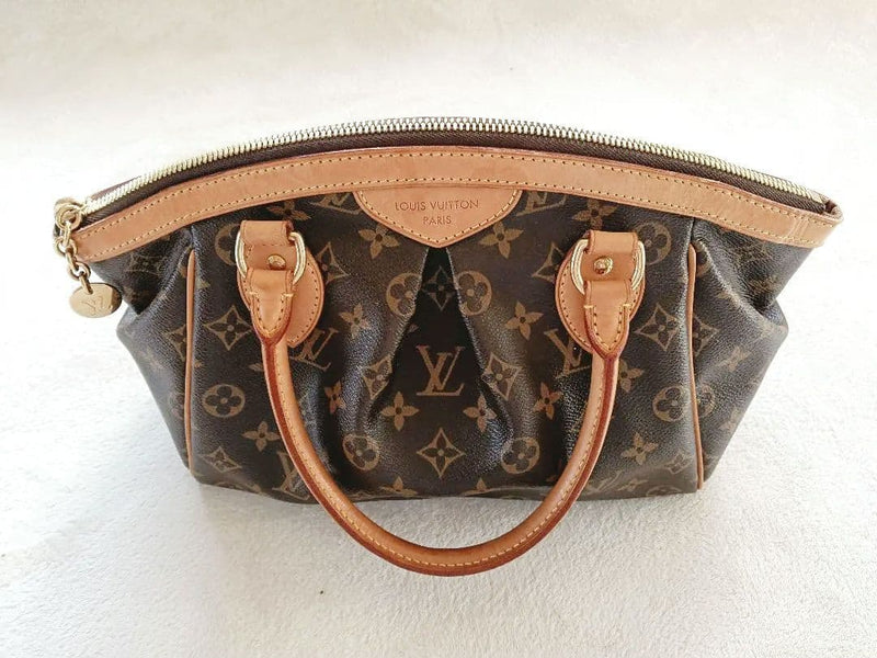 Louis Vuitton Monogram Handbag Brown Coated Canvas Leather Shoulder Bag