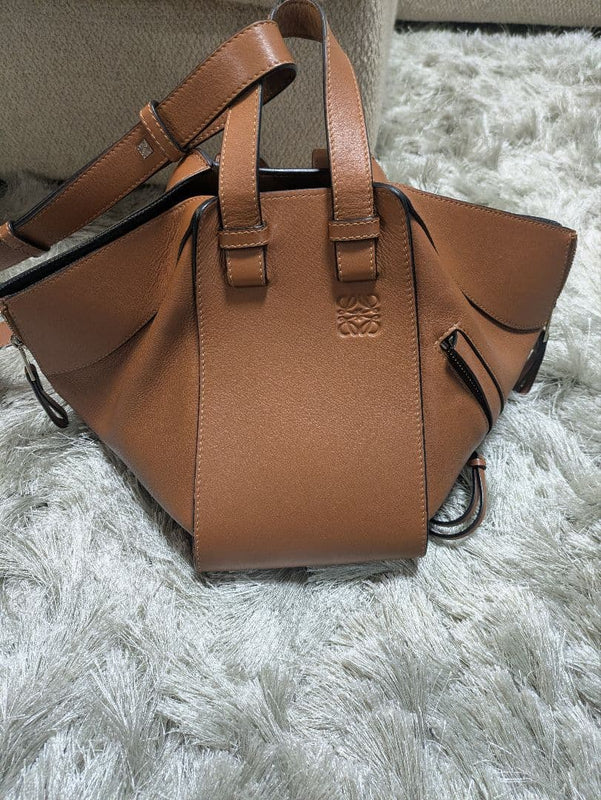 Loewe Hammock Small Shoulder Bag Crossbody Handbag Leather Brown Tan
