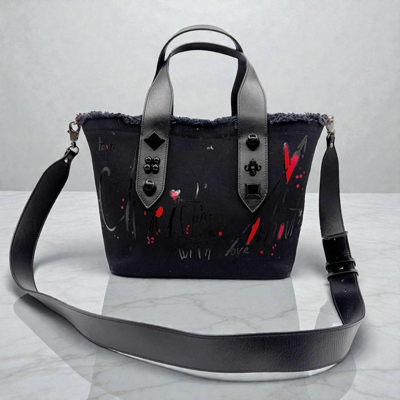 Christian Louboutin Frangibus Small Tote Bag Canvas Leather Black
