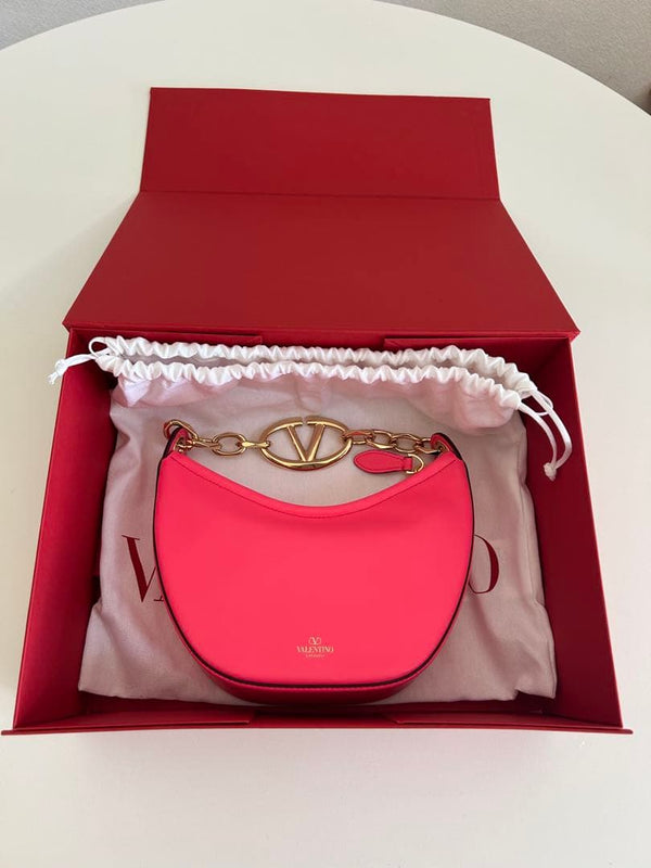 Valentino Garavani Vlogo Moon Handbag S Mini Hobo Lamb Leather Camellia Gold