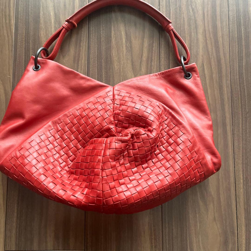 Bottega Veneta Shoulder Bag Red Leather