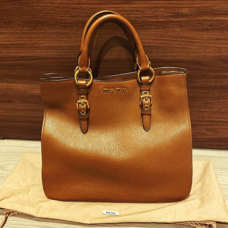 Miu Miu Handbag Shoulder Bag Tote Brown Leather