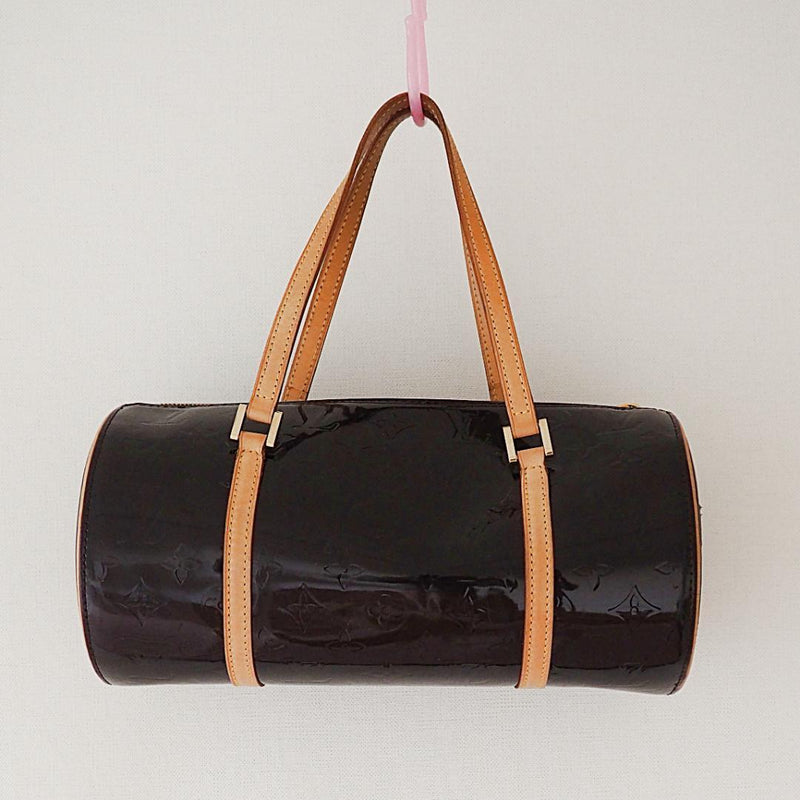 Louis Vuitton Vernis Papillon Style Handbag Patent Leather Dark Wine Red