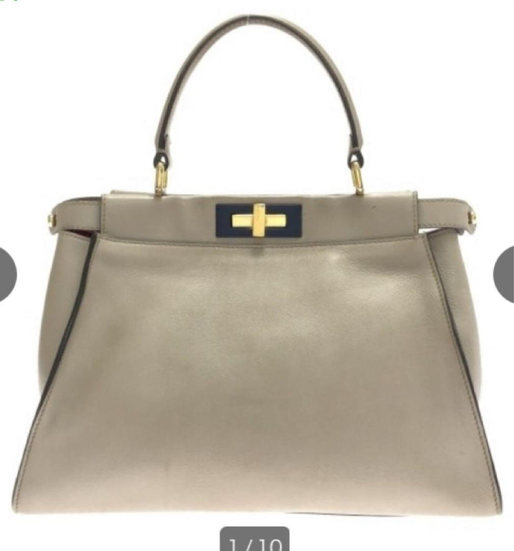 Fendi Peekaboo Iconic 8BN290 Medium Handbag Leather Beige
