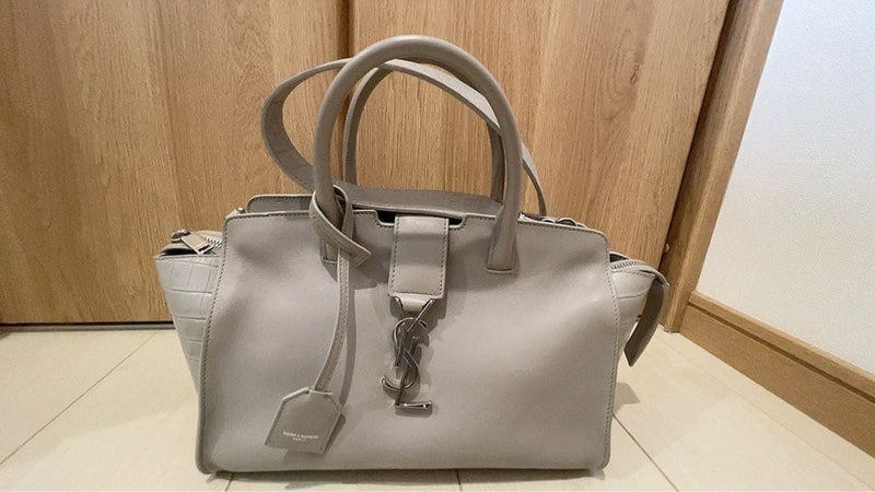 Downtown Handbag Croc Embossed Leather Gray