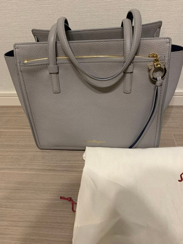 Salvatore Ferragamo Handbag Shoulder Bag Gray Leather