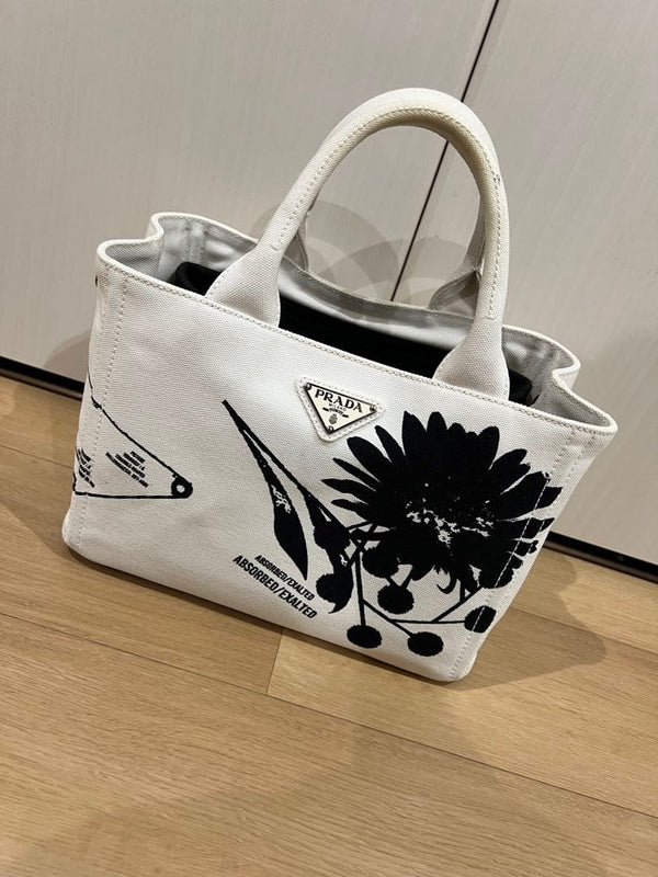 Prada Canapa Symbols 2way Handbag Shoulder Bag Tote