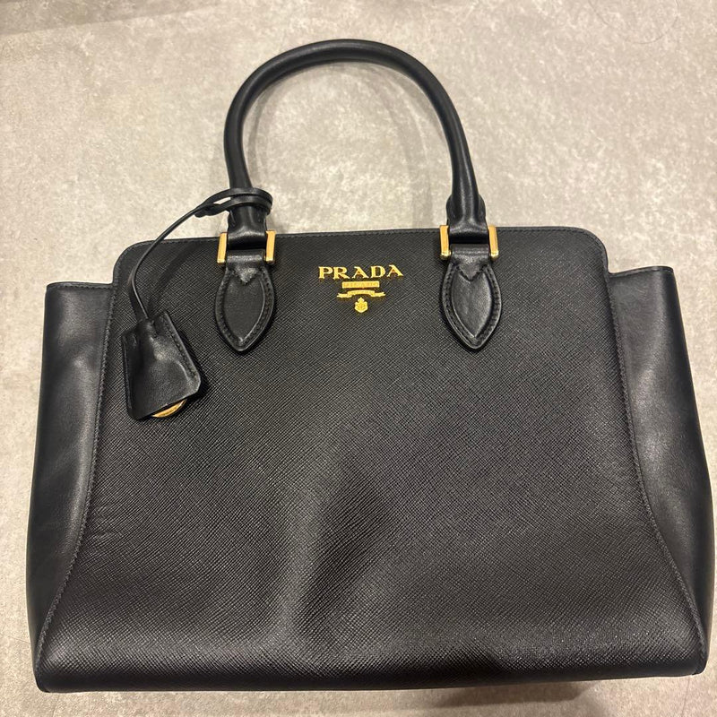 Prada Handbag Shoulder Bag Tote Black Leather