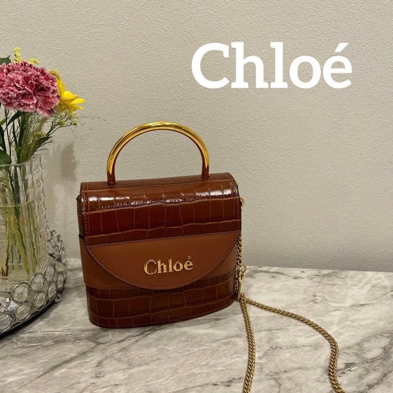 Chloe Abylock Chain Shoulder Bag Calfskin Leather Bicolor Handbag