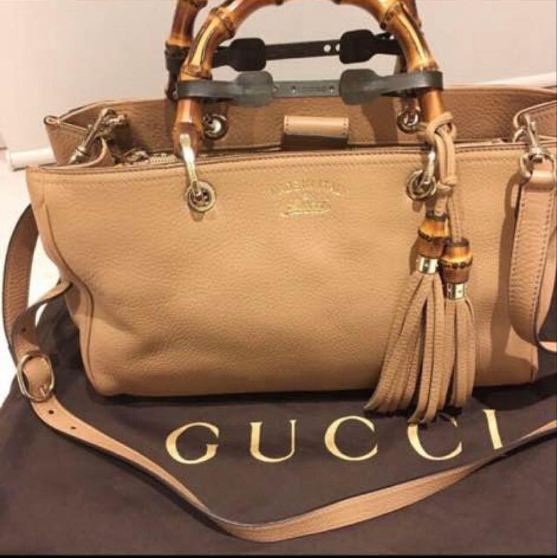 Gucci 50th Anniversary Bamboo Shopper Small Tote Bag Pink Beige