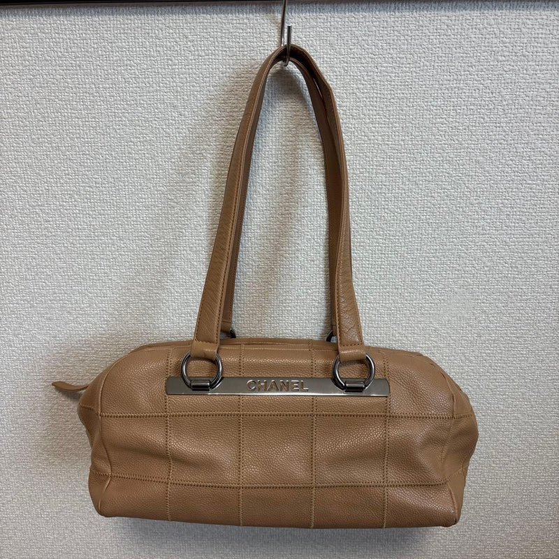 Chanel Quilted Handbag Leather Beige