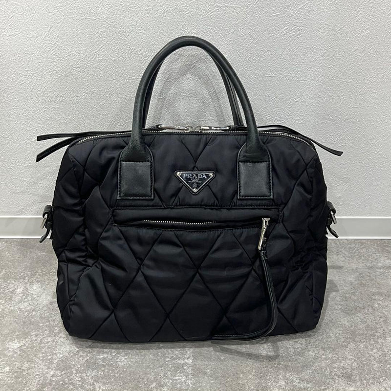 Prada Tessuto Bomber 1BB024 Handbag Nylon Quilted Black