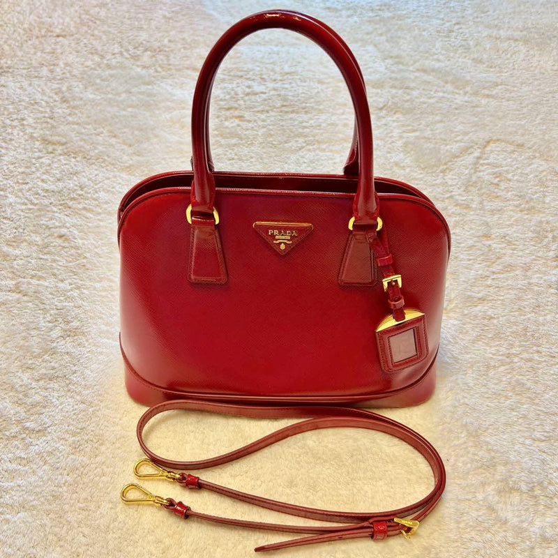 Prada Saffiano BN2567 2way Handbag Shoulder Bag Saffiano Leather Red
