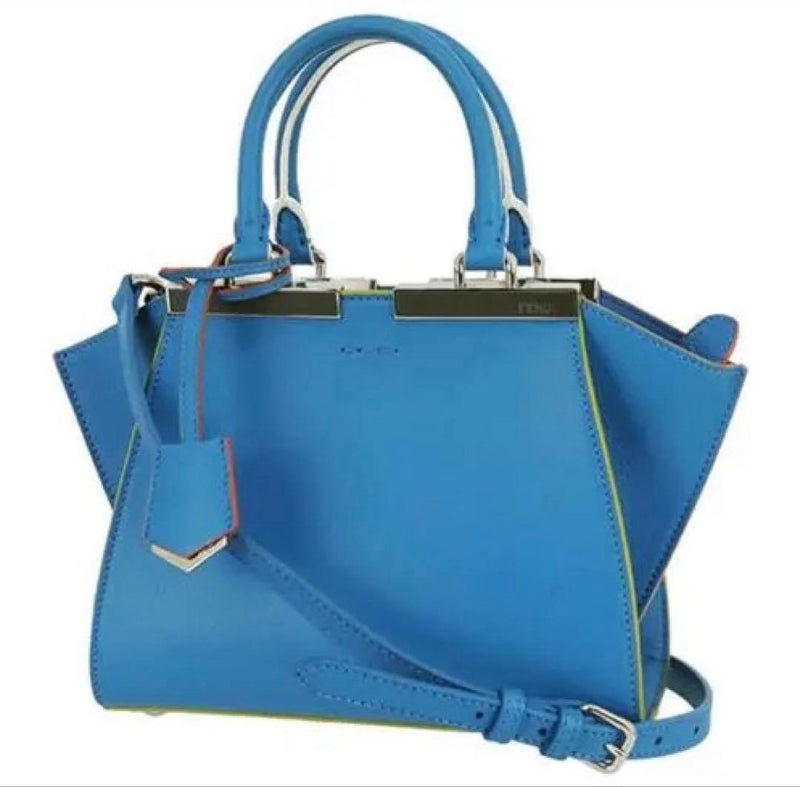 Fendi Tote Bag Shoulder Bag Leather Blue