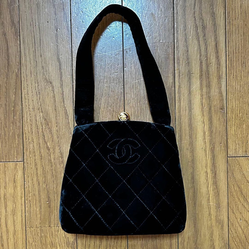 3486632 Handbag Shoulder Bag Quilted Velvet Black