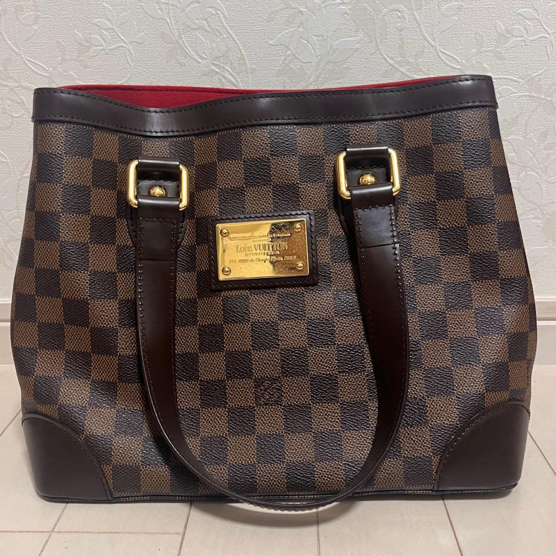 Louis Vuitton Damier Hampstead Handbag Brown Leather Shoulder Bag