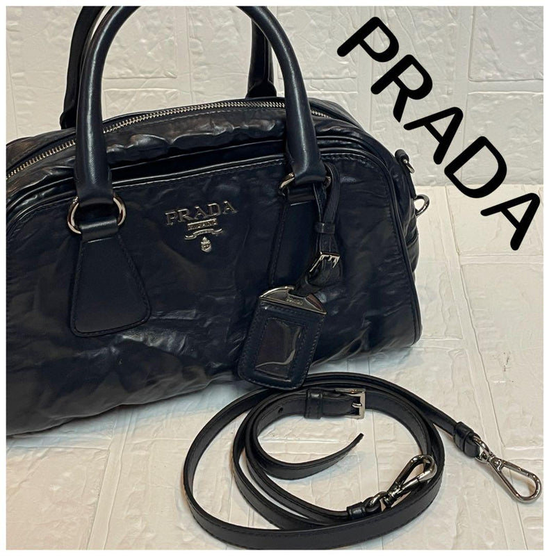 Prada Nappa Antique 2way Handbag Shoulder Bag Leather Baltico