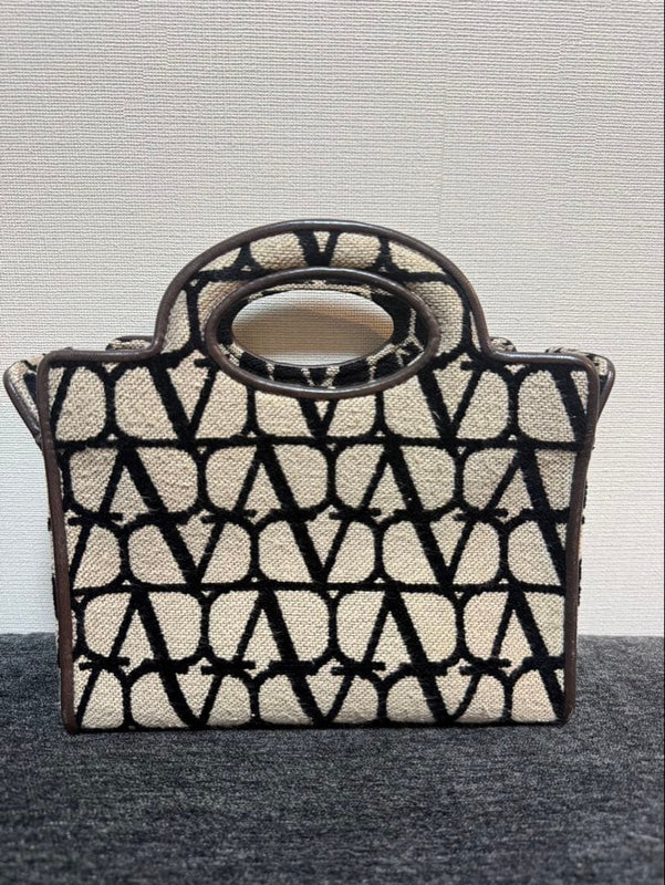 Valentino Le Troisieme Toile Iconographe Mini Handbag Canvas Ivory Black