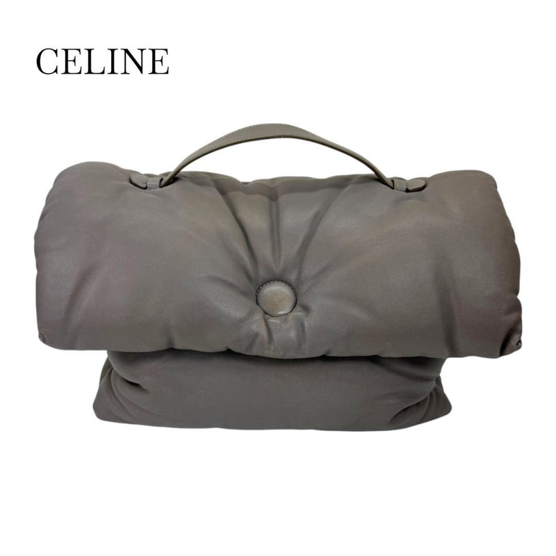 Celine Pillow Bag Handbag Leather Gray