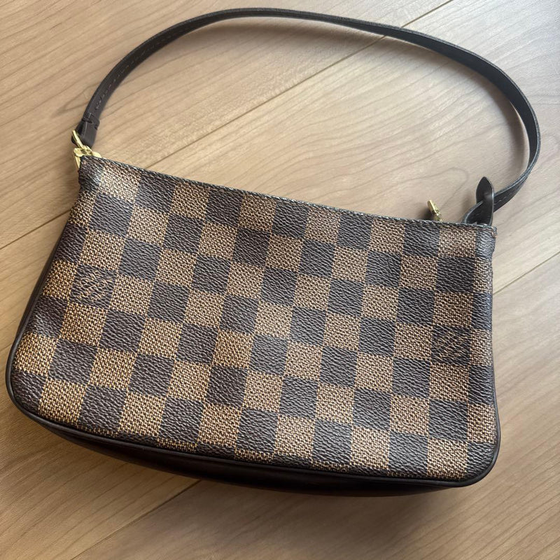Louis Vuitton Navona Damier Ebene Canvas Shoulder Bag Handbag