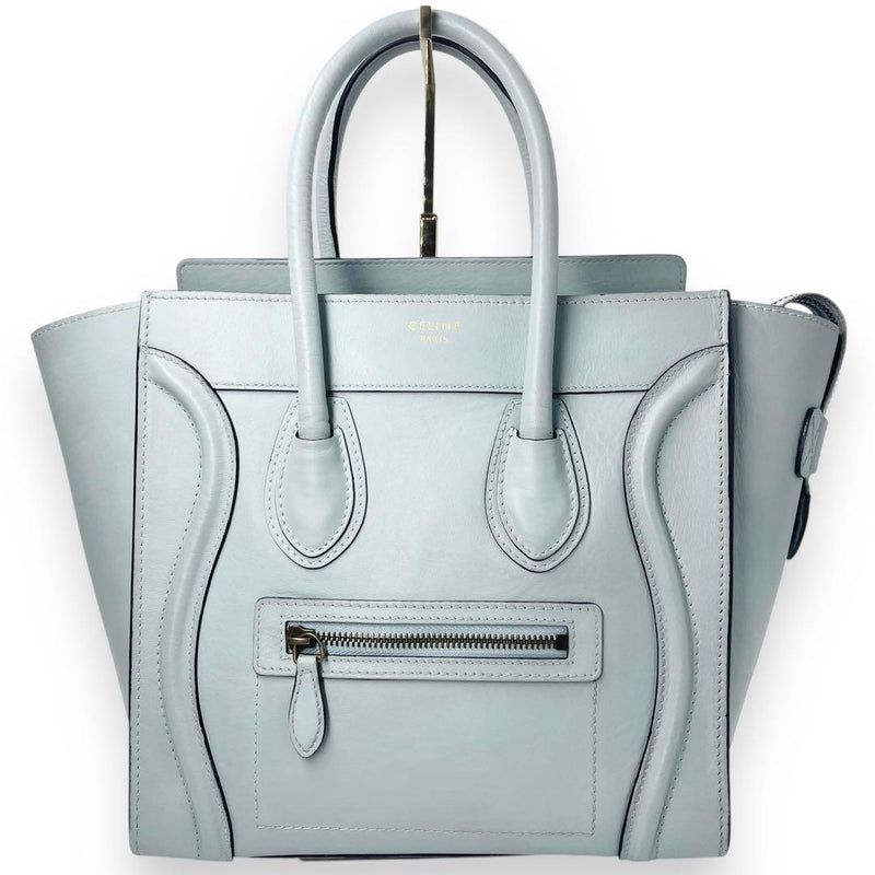 Celine Luggage Micro Shopper Handbag Calfskin Light Blue