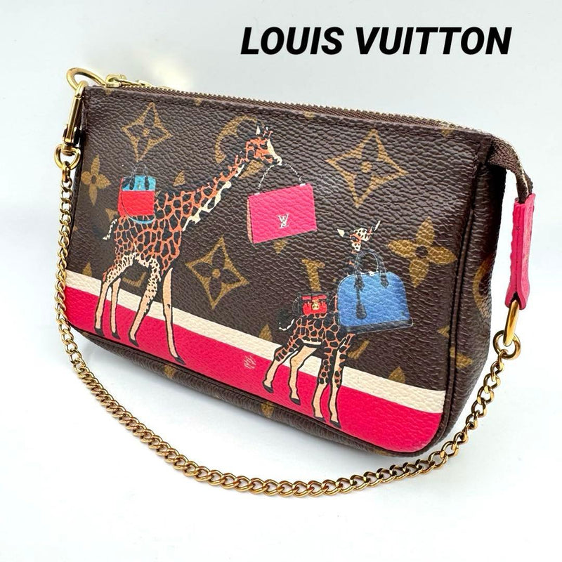 Louis Vuitton Mini Pochette Accessoires Monogram Giraffe Handbag Leather Brown