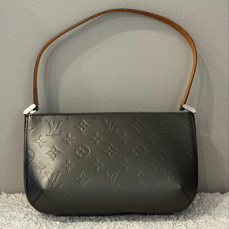 Louis Vuitton Fowler M55145 Handbag Monogram Mat Leather Black Grey Navy