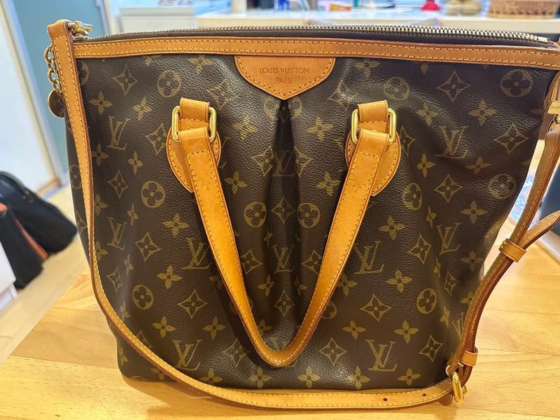 Louis Vuitton Monogram Handbag Shoulder Strap Leather Brown