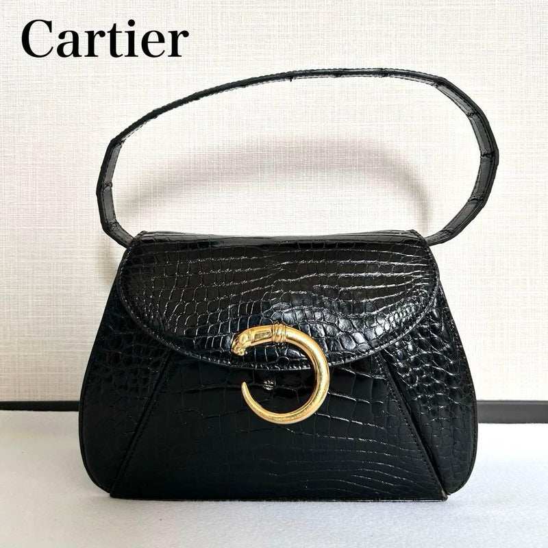 Panthere Handbag Shoulder Bag Black Leather