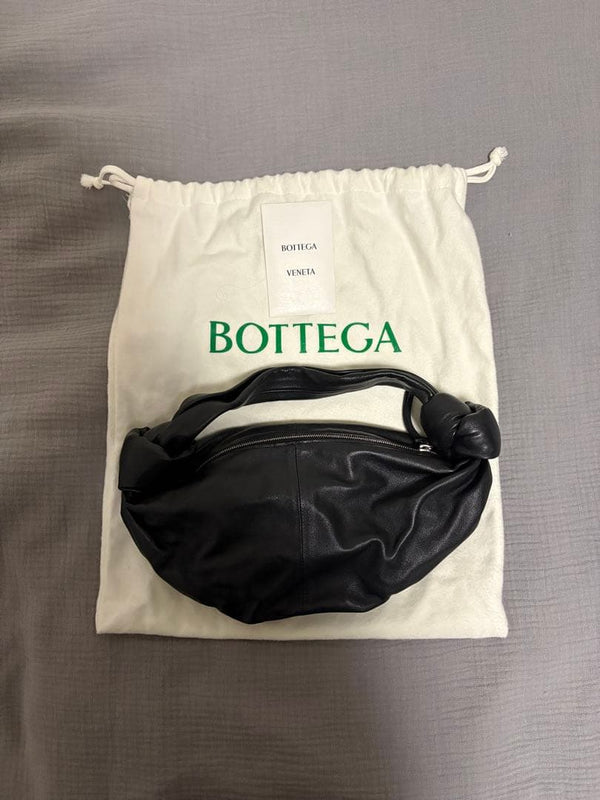 Bottega Veneta Double Knot Bag Handbag Leather Black Silver Hardware