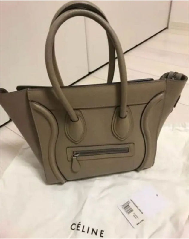 Celine Luggage Micro Tote Handbag Dune Leather
