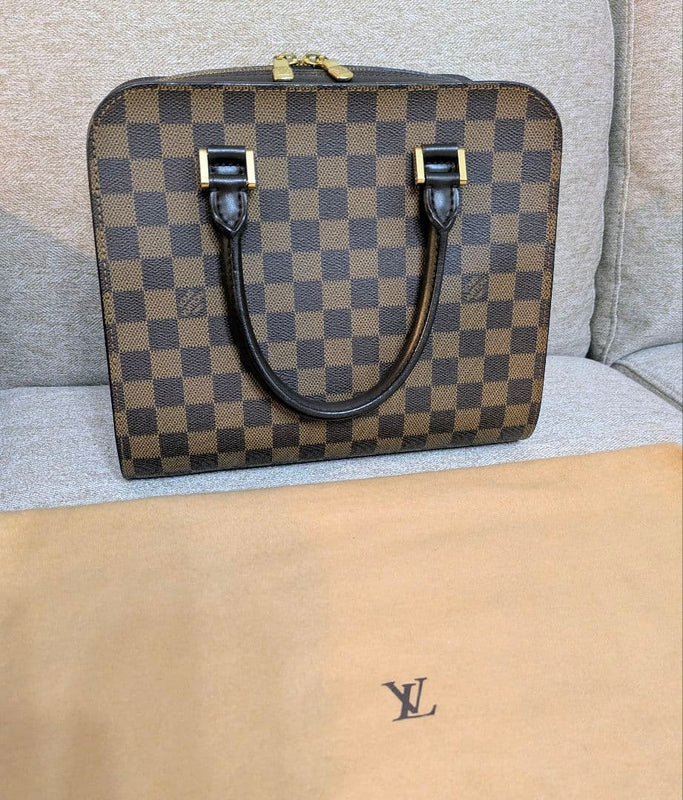 Louis Vuitton Damier Triana N51155 Handbag Pvc Leather Brown Gold Hardware