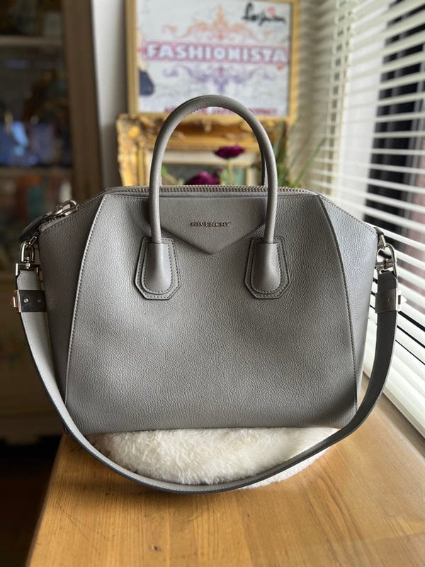 Givenchy Antigona Handbag Shoulder Bag Grained Goatskin Leather Silver Hardware