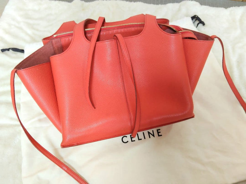Celine Tri-fold Small 179043AIK.27PY Handbag Leather Poppy