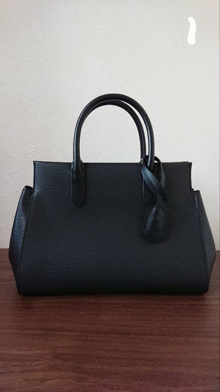 Marly Bb Epi Leather Handbag Shoulder Bag Black Silver Hardware