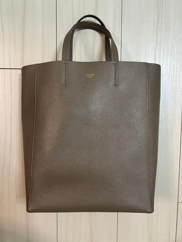 Celine Small Vertical Hand Shoulder Bag Taupe Leather