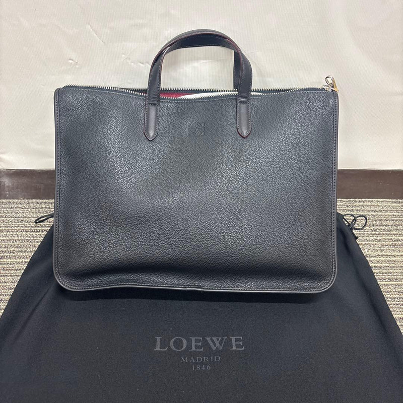 Loewe Anagram Logo Handbag Shoulder Bag Black Leather