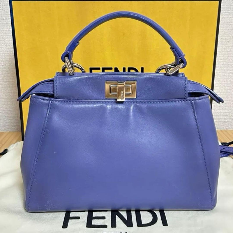 Fendi Peekaboo Mini Handbag Nappa Leather Viola Cassis Pal Shoulder Bag