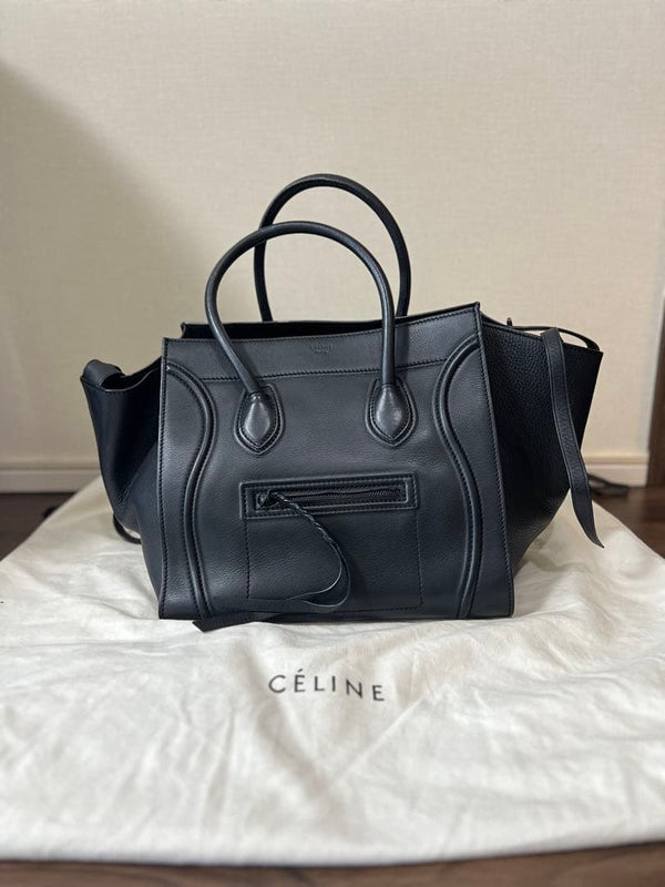 Celine Luggage Phantom Tote Bag Black Leather Handbag
